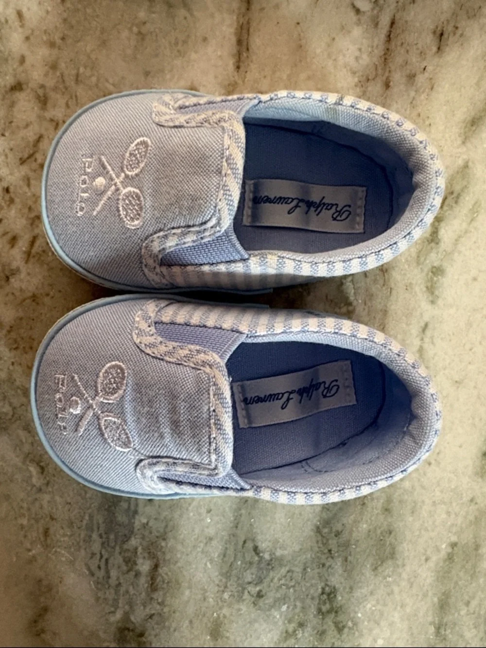 🧸 Ralph Lauren Light Blue Slip-On Baby Shoes